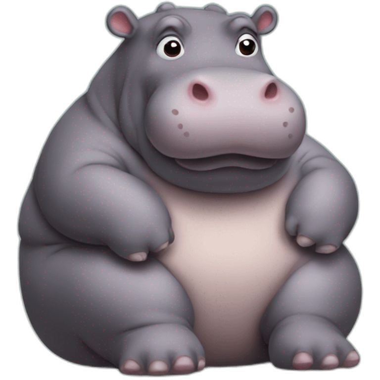 Fat hippo sitting down emoji