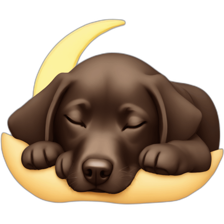 Labrador chocolate sleeping with moon emoji