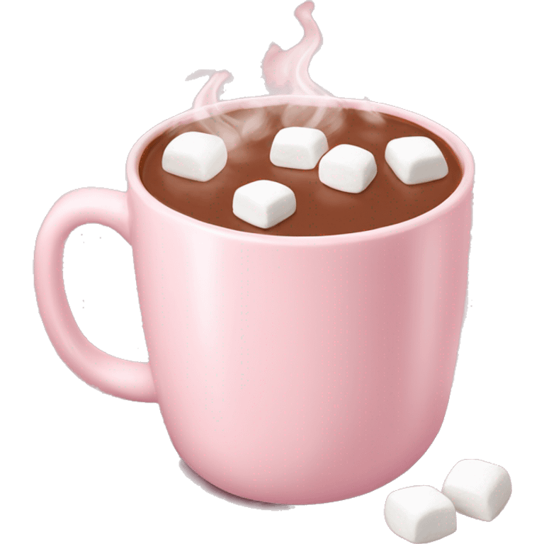 Light Pink mug of hot chocolate with marshmallows  emoji