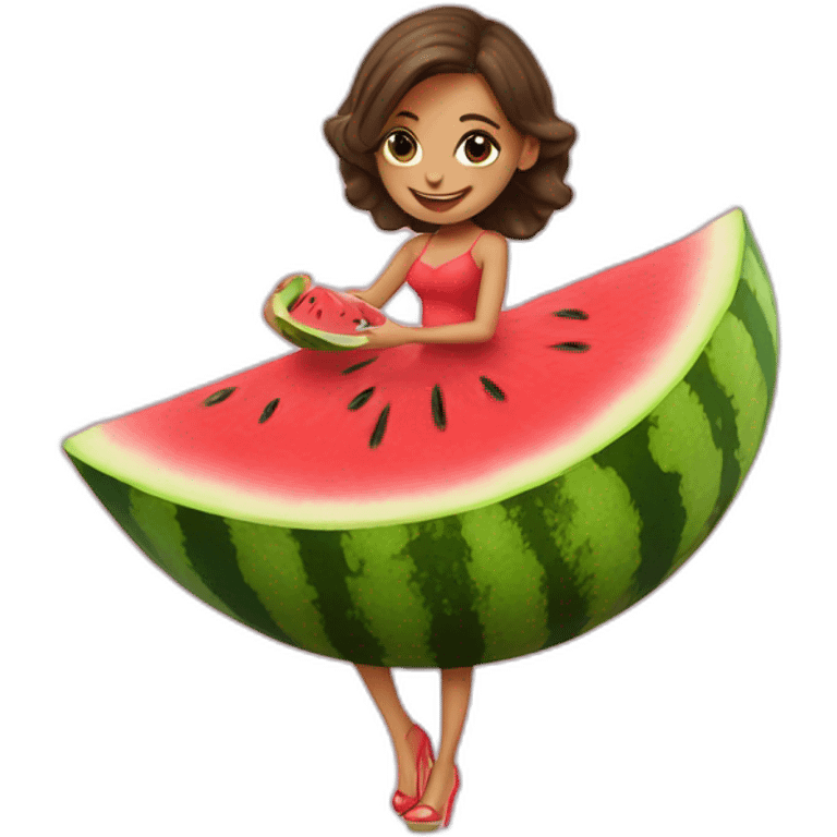 a beauty on a watermelon emoji