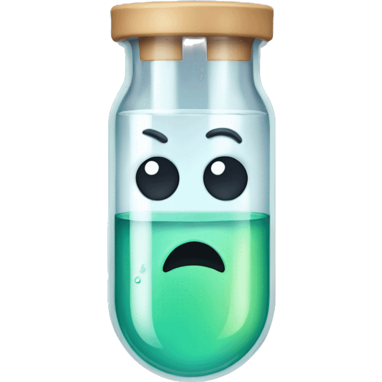 A test tube, crying in a bad mood emoji