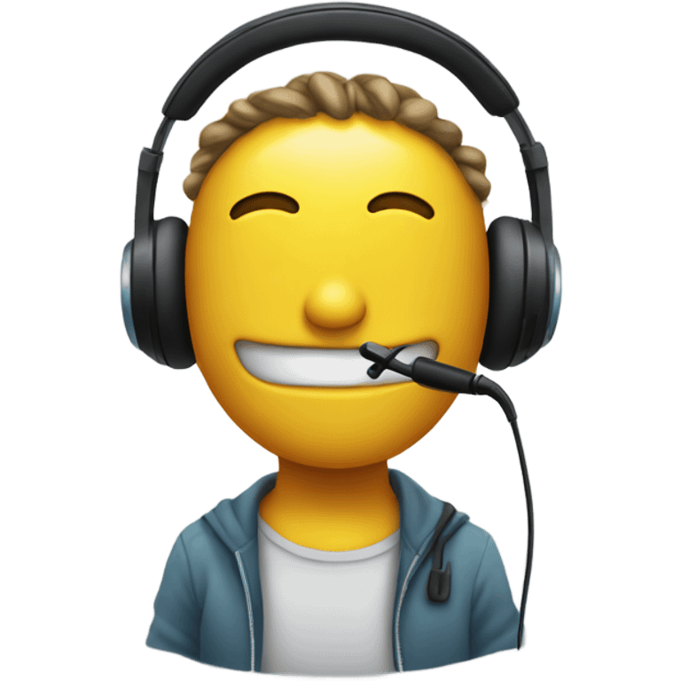 an smiley with headphone with mic emoji