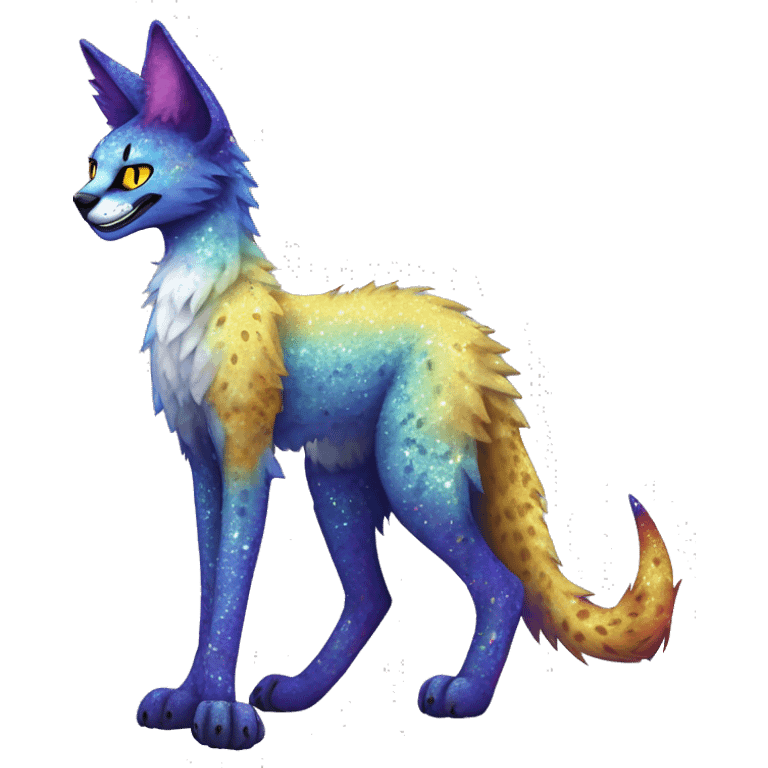 Epic Edgy Colorful Sparkly Sergal-Serval-Vernid full body emoji