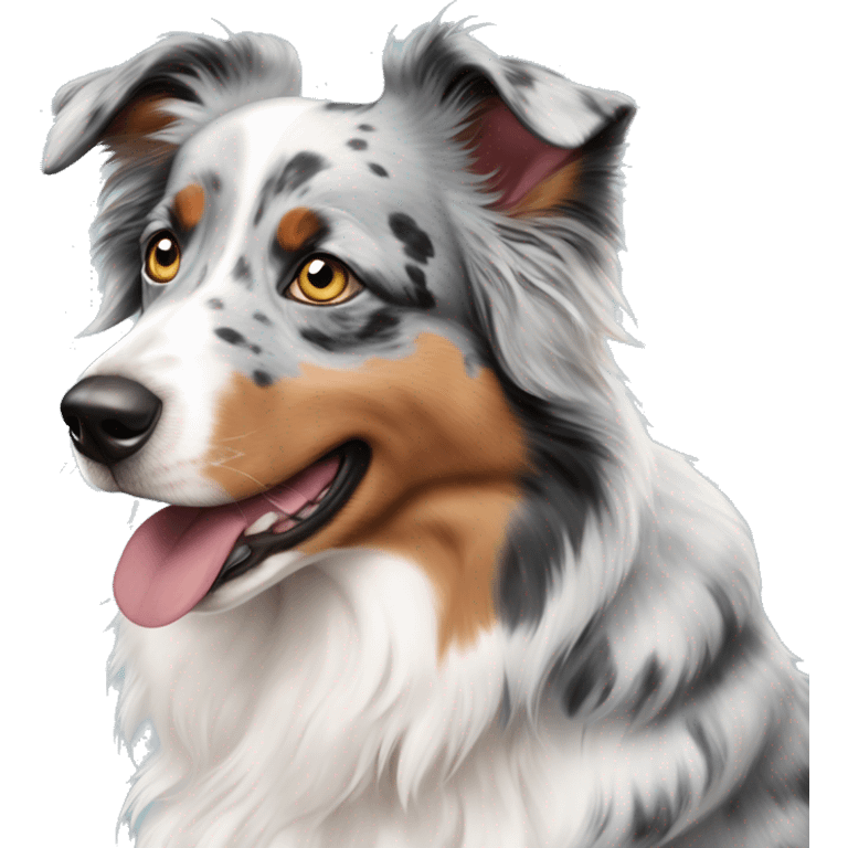 Blue Merle Australian shepherd with heterochromia and bow on top of head emoji