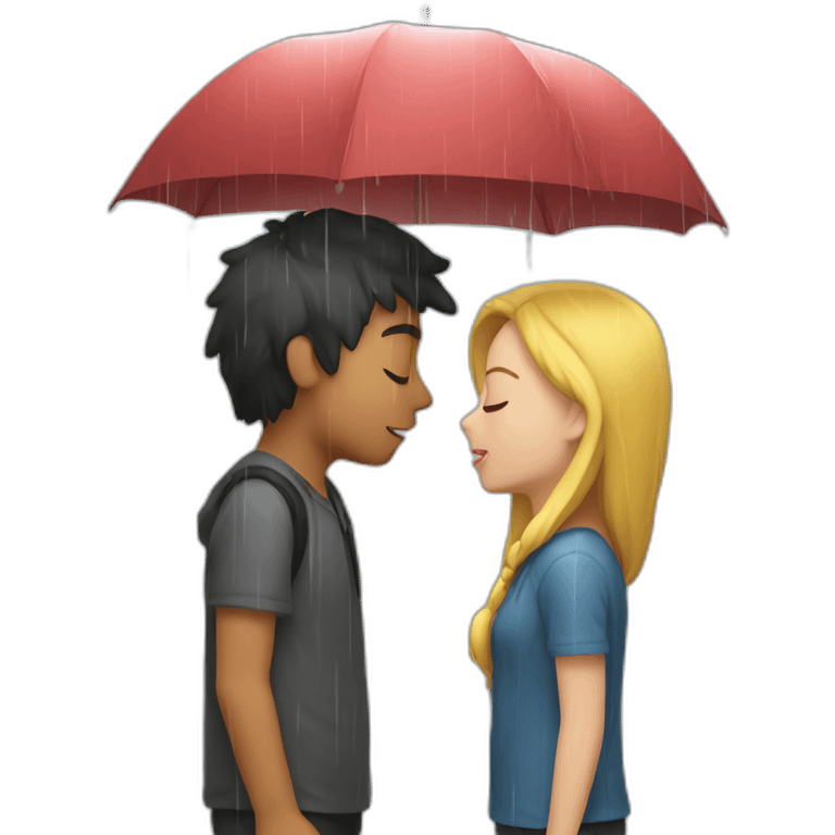 Kissing in rain emoji