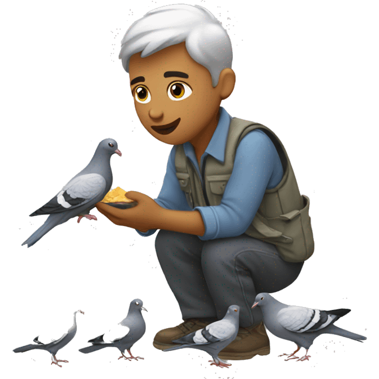 feeding pigeons  emoji