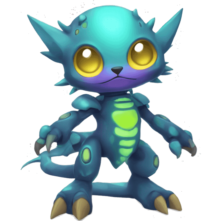 cute cool edgy colorful ethereal alien punk Digimon-Fakemon-animal full body emoji