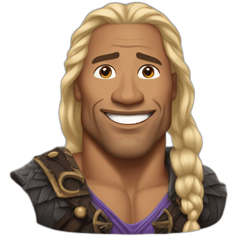 Dwayne Johnson wearing rapunzel hair emoji