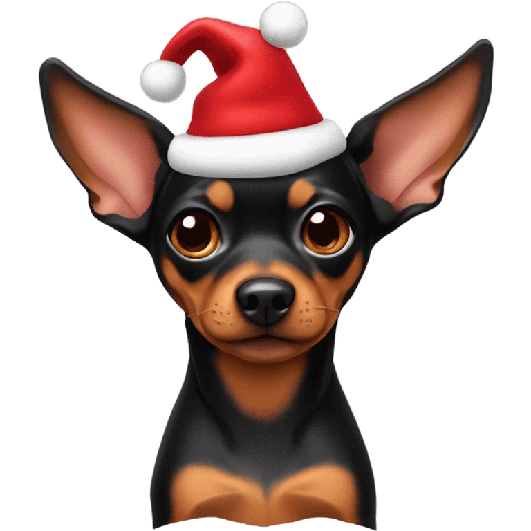 Miniature pinscher with Santa outfit on emoji