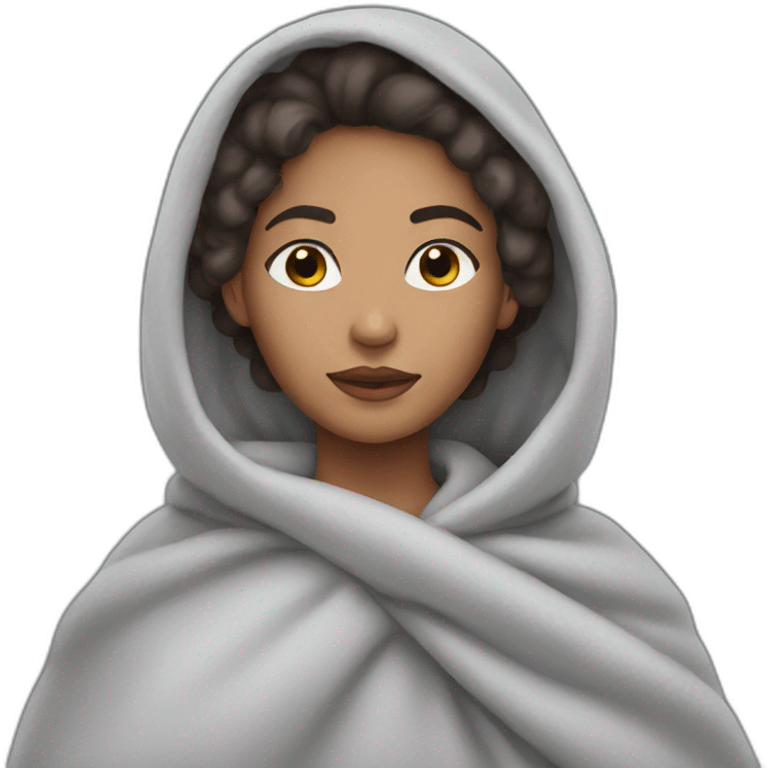 Lightskin Woman in gray blanket emoji