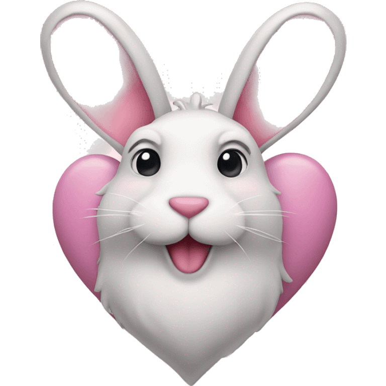 Puffy pink heart with hare ears  emoji