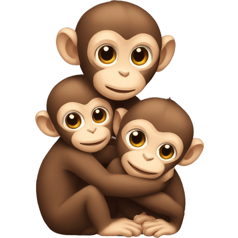 three baby monkeys hugging  emoji