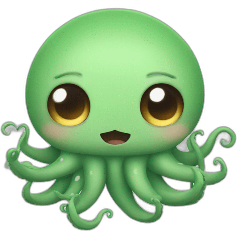 Cute kraken cute face eyes closed making yoga emoji