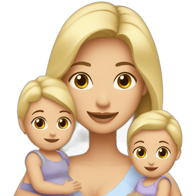 blonde mother with 2 female babies emoji