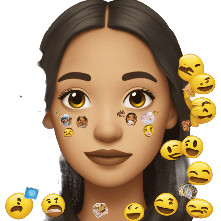 Olivia Rodrigo with stickers on her face like her album cover for “SOUR” emoji