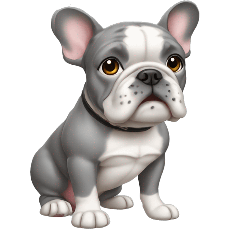 frenchy bulldog light dark grey emoji