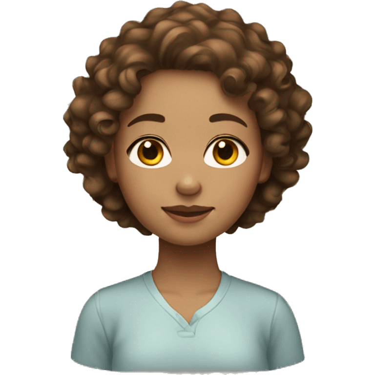 a brown haired girl with light skin and curly hair emoji