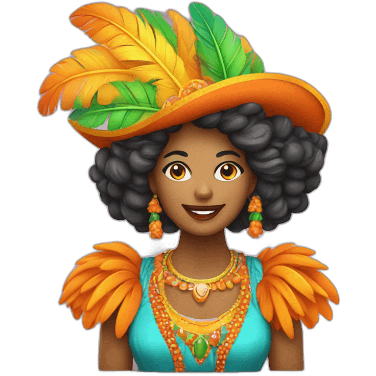 mandarina mujer de carnaval con plumas emoji