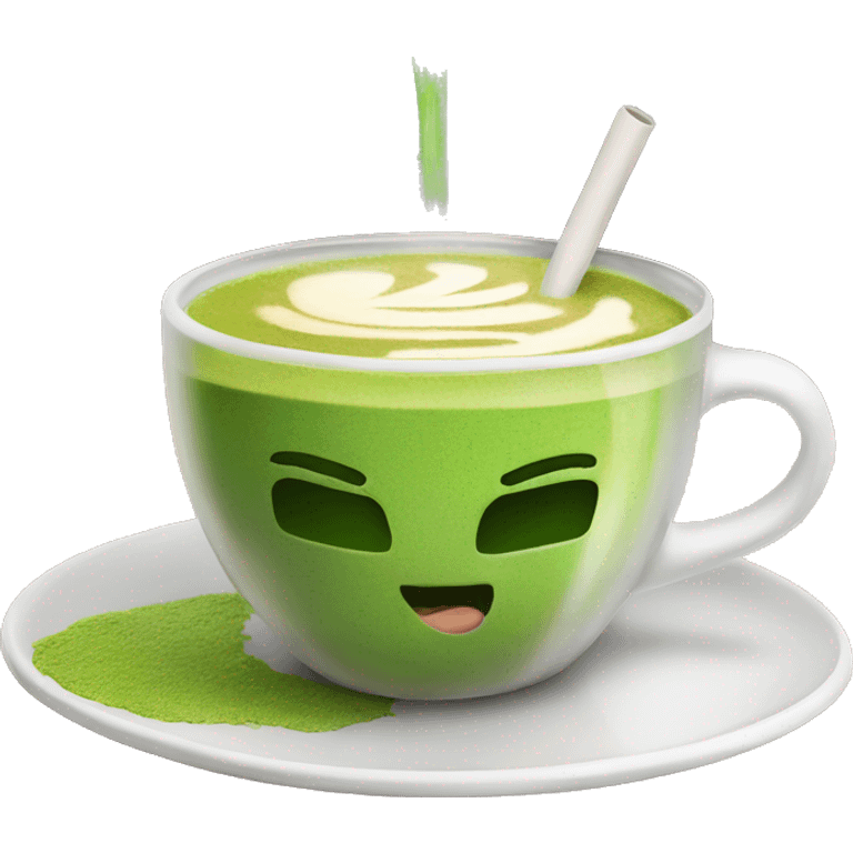 green matcha  in a clear coffee cup emoji