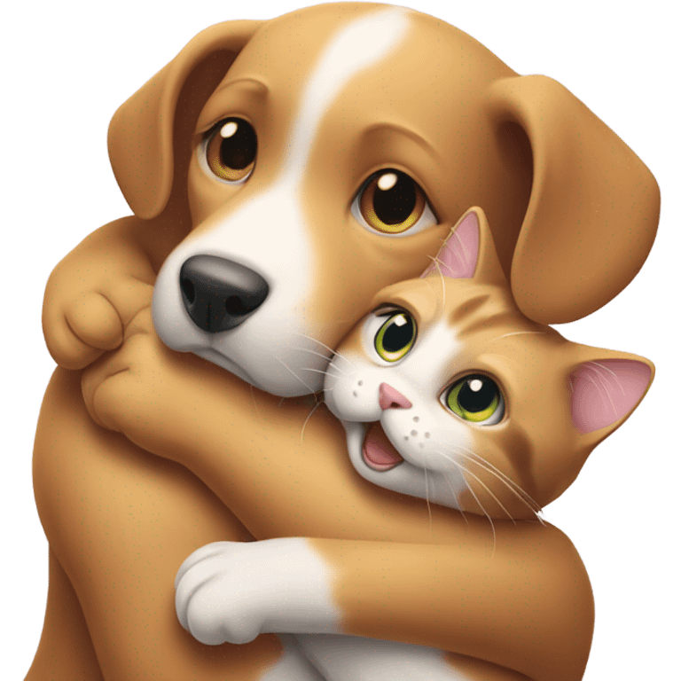 a dog hugs the cat emoji