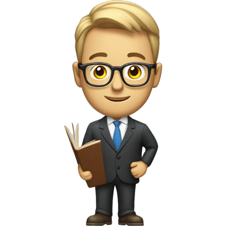 i want an emoji of a man that looks like an expert in teaching business , with glasses and a book in his hand emoji