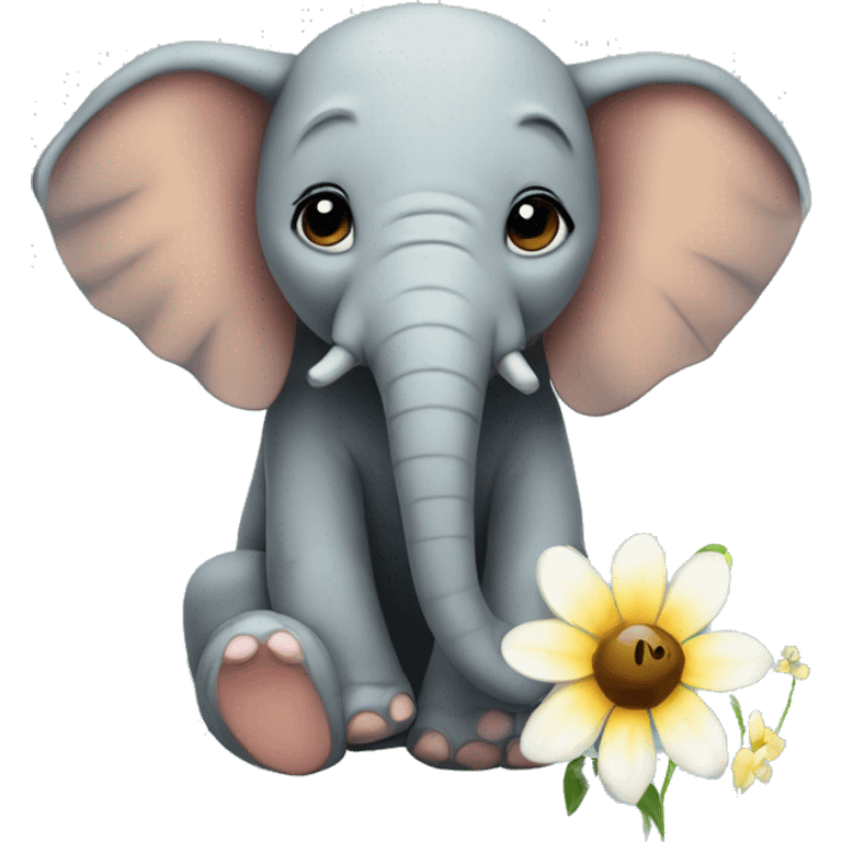 An elephant sitting on a flower like a bee emoji