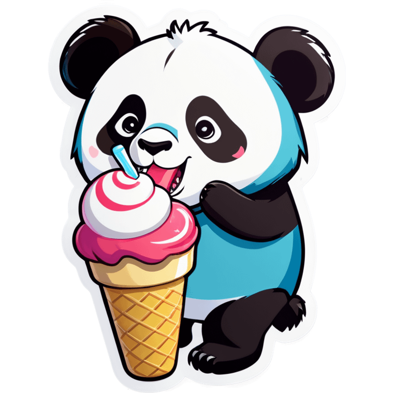 Panda eating ice cream emoji