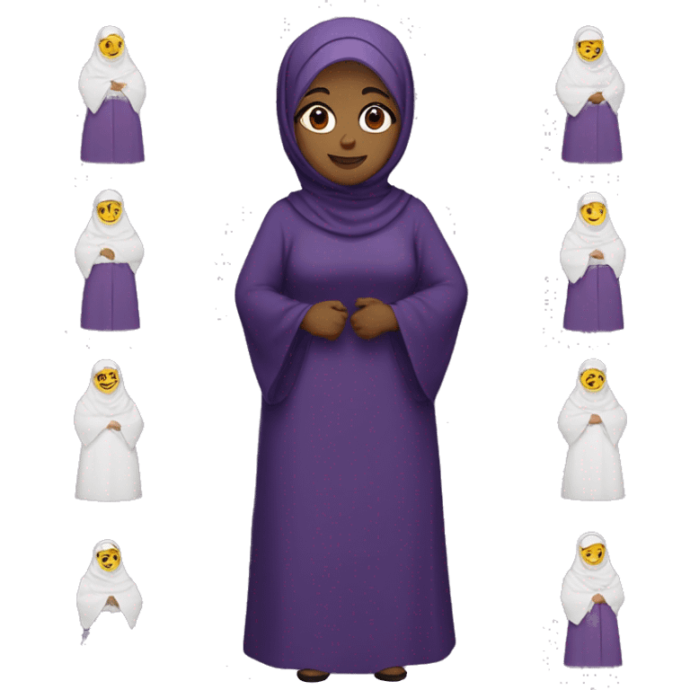 Black chubby Hijabi in purple abaya standing emoji