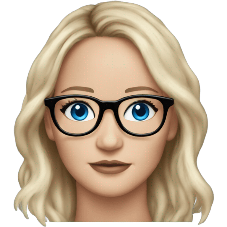 Realistic Jennifer Lawrence wearing black glasses and blue eyes  emoji