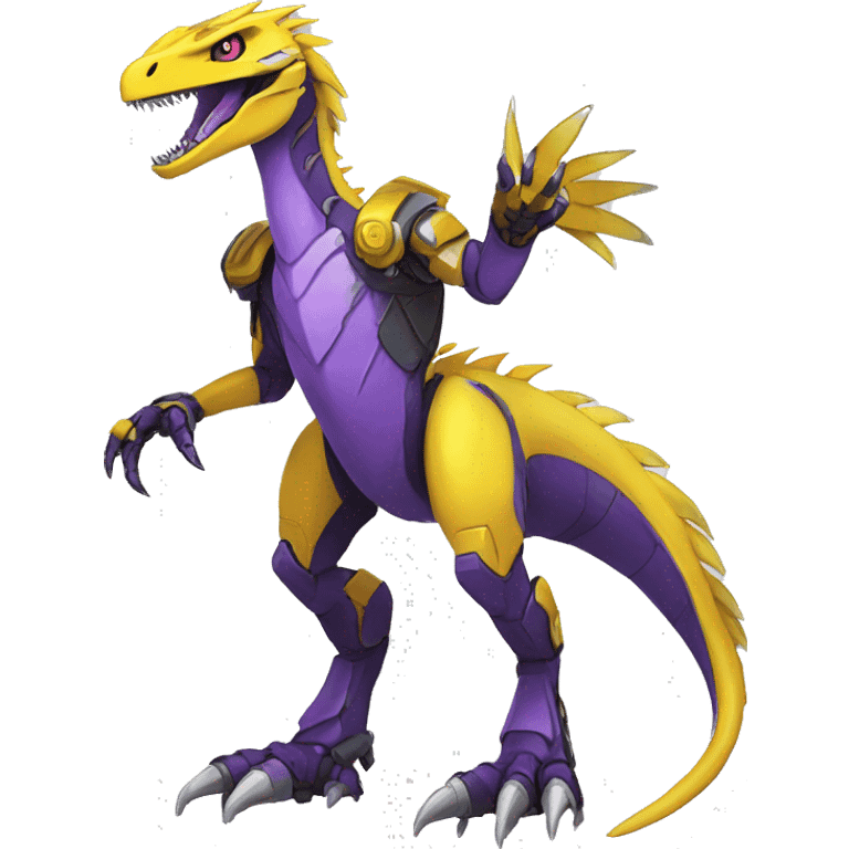  Edgy Purple Yellow Digimon-Fakemon-Velociraptor-Dragon-Mecha full body emoji