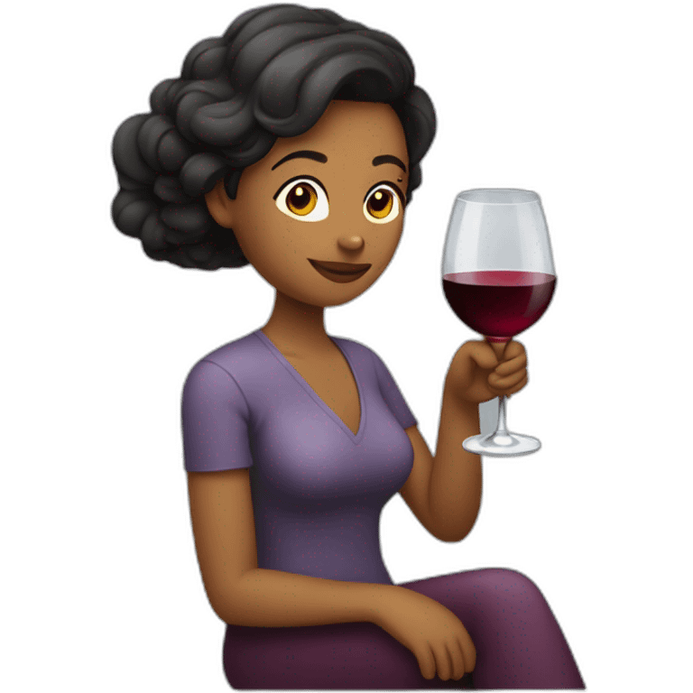 woman sitting and drinking wine emoji