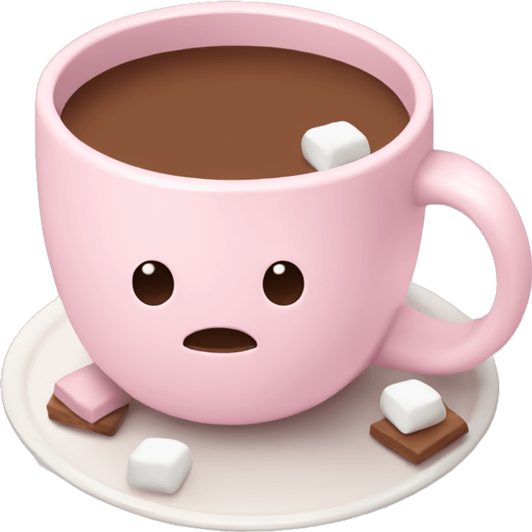 Light Pink mug of hot chocolate with marshmallows  emoji