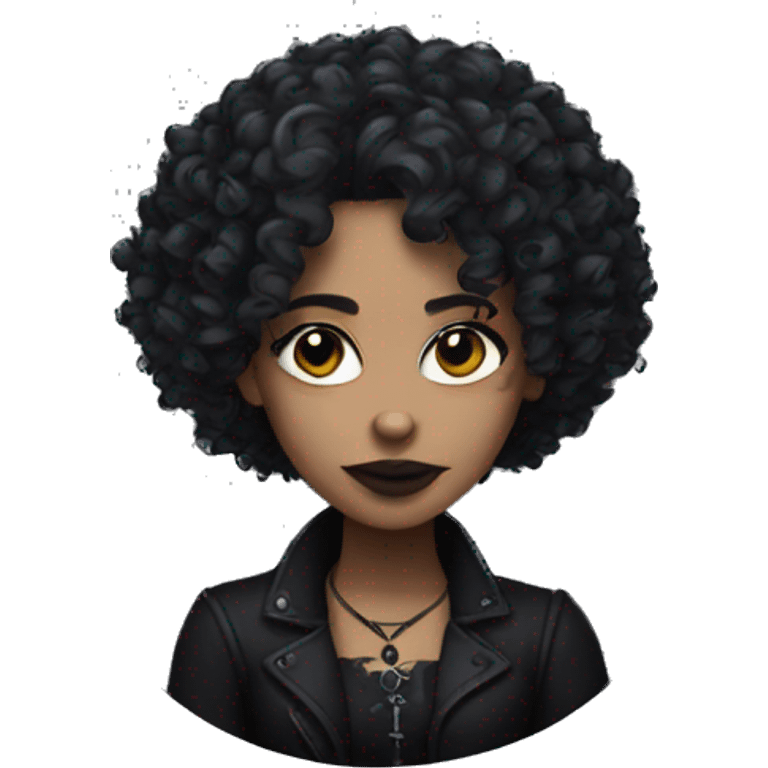 Goth woman with curly hair emoji