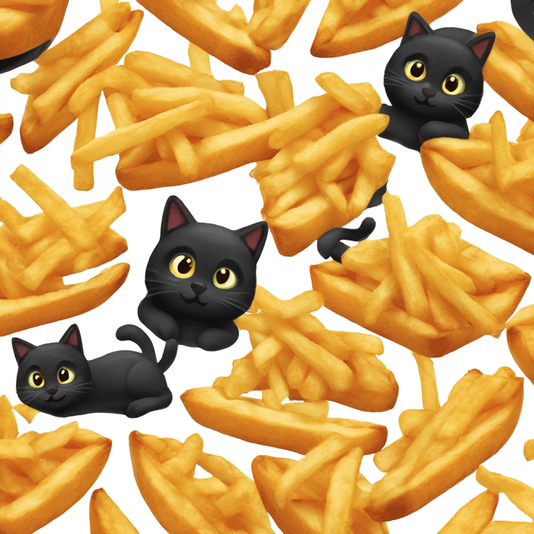 orange cat nd black cat eating fries emoji