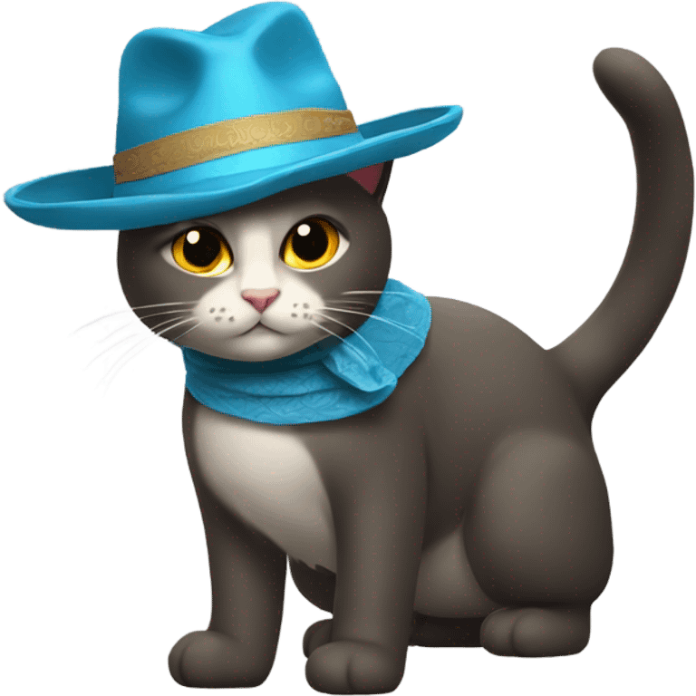 un gato con sombrero y un moño emoji