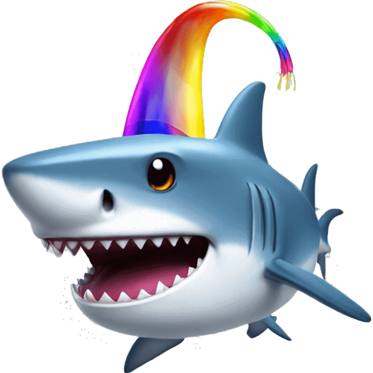 shark with a rainbow top hat emoji