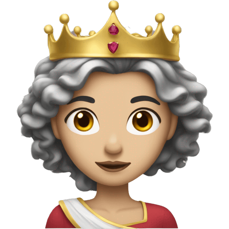 princess with white skin and long black wavy hair and a golden crown emoji