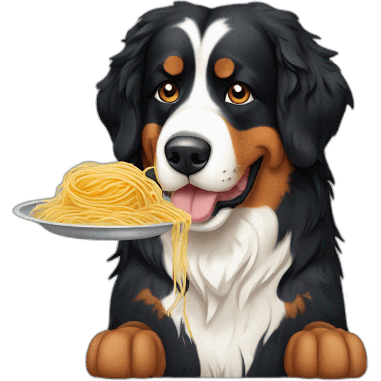 bernese mountain dog cooking spaghettis emoji