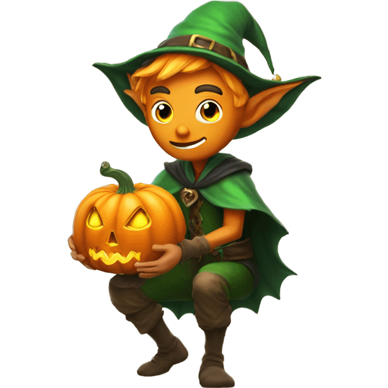 pumkin elf male casting a spell emoji