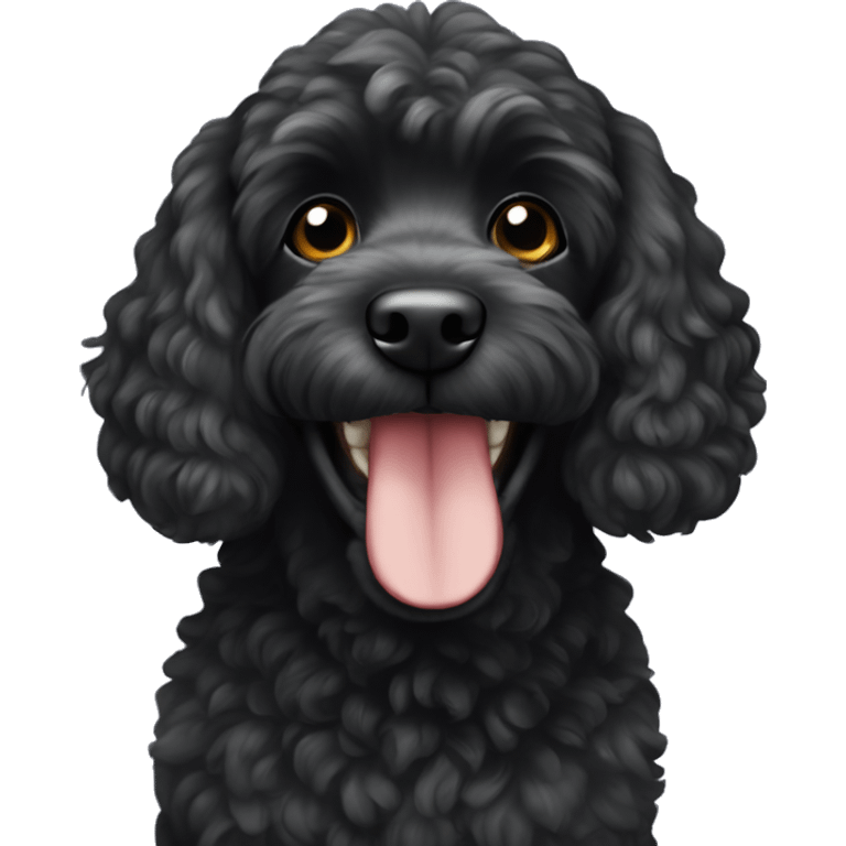 black cockapoo smiling  emoji