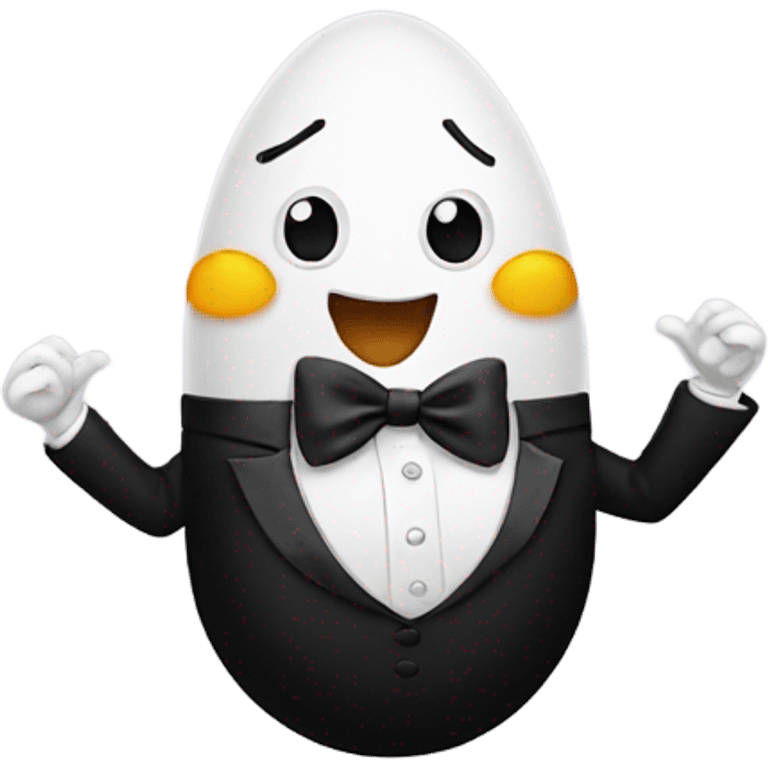 Dancing egg in tuxedo on the dance floor emoji