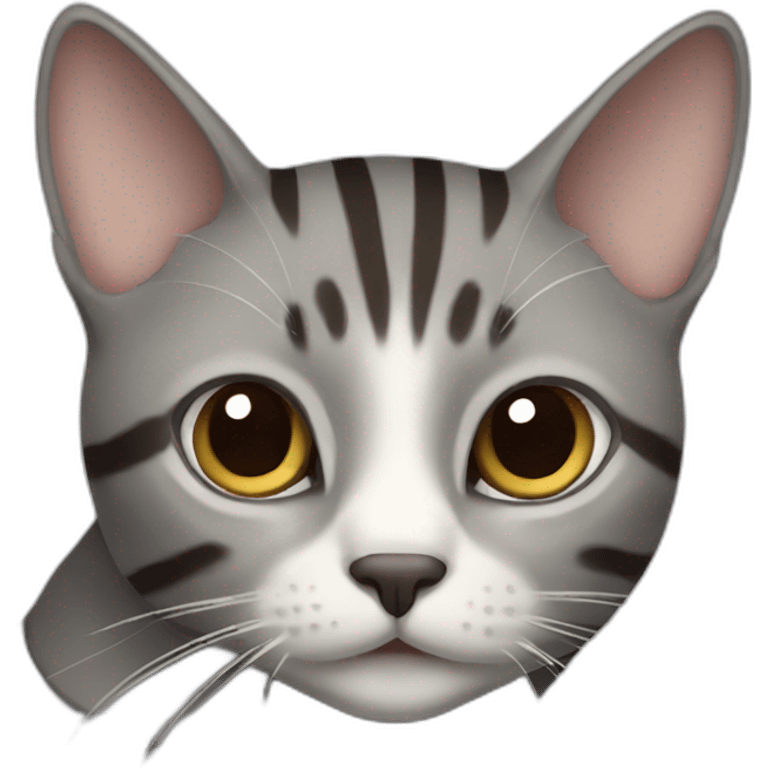 grey cat with dark brown stripes emoji