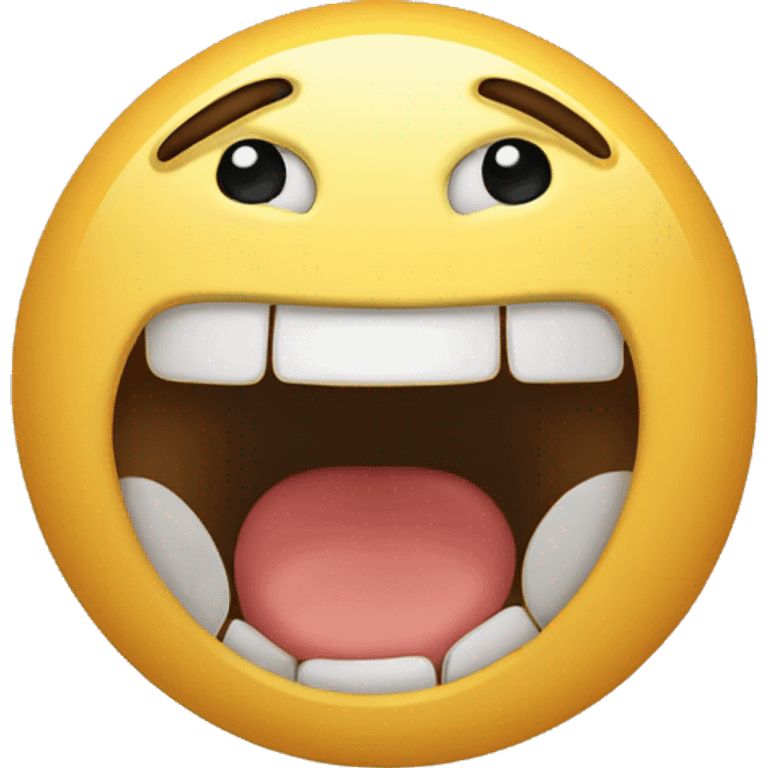 Emoji with wide eyes, open mouth, and hands near throat, showing discomfort. emoji