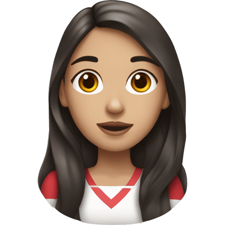 white brunette girl with long hair holding a greater swiss mountain dog emoji