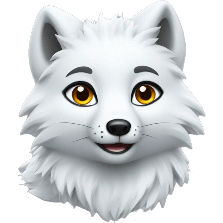 An arctic fox showing piece  emoji