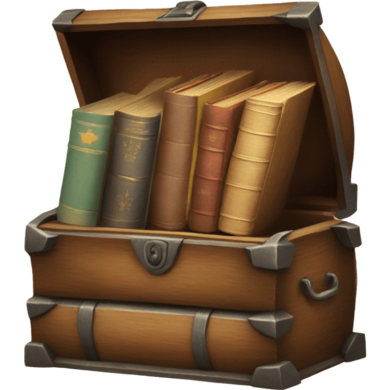 open vintage chest with old books inside  emoji