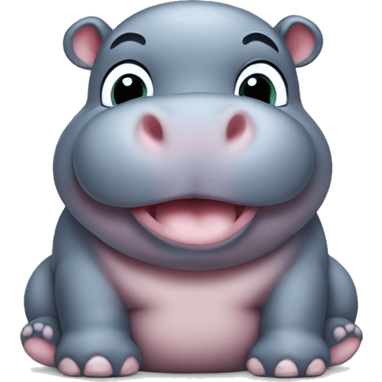 chubby baby hippo with a belly emoji