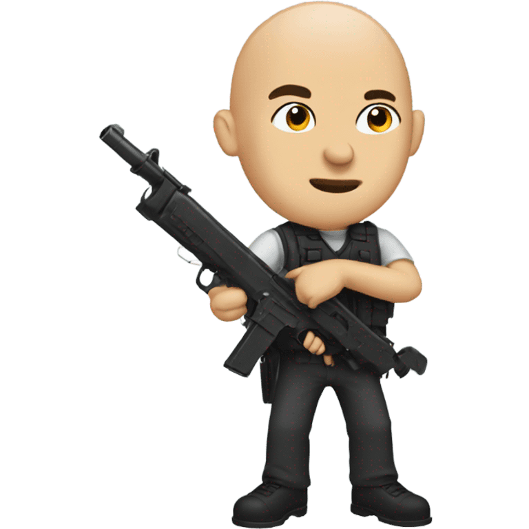 Bald with a gun emoji