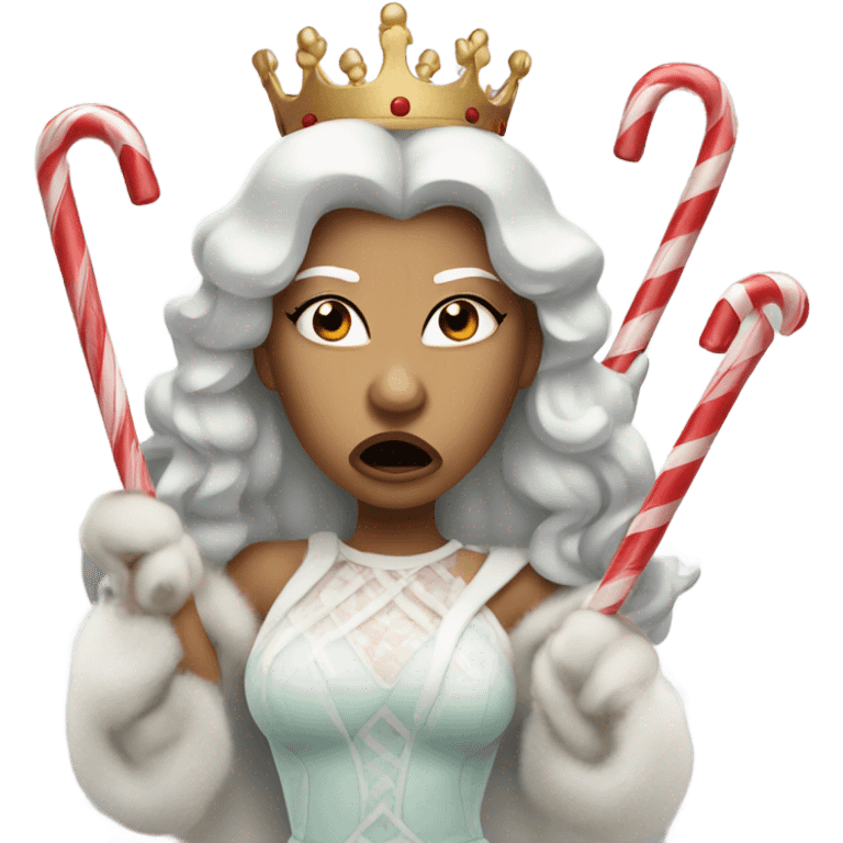 Angry queen with candy canes emoji