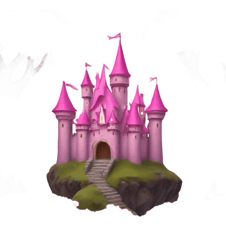 A pink castle in a magic forest emoji